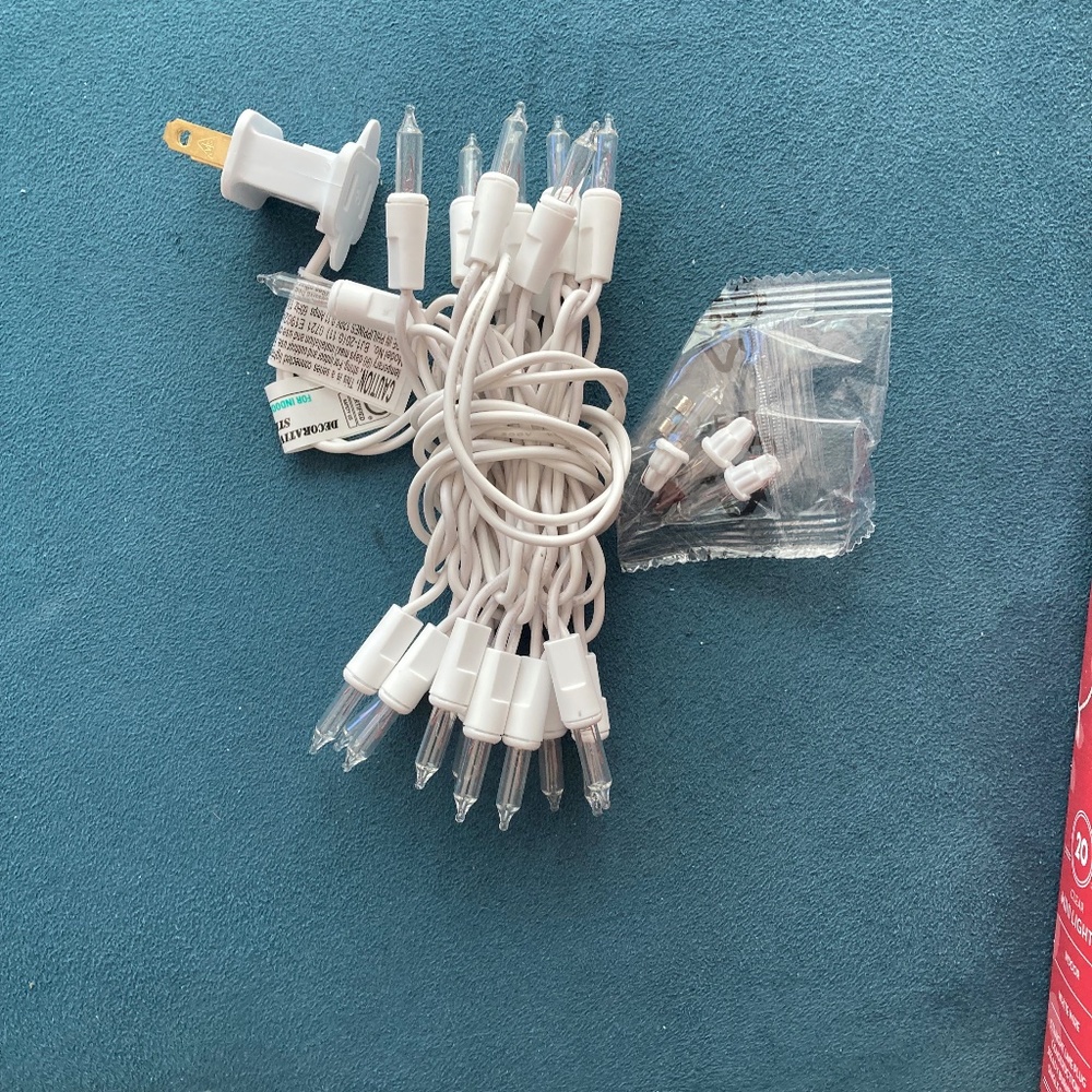 20 Clear Mini Lights w/White Cord String Lights Lot of 2 (two)
